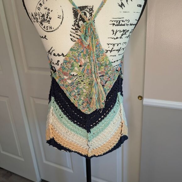 Free People Blue and Green Cropped Tank Top - Picture 5 of 9